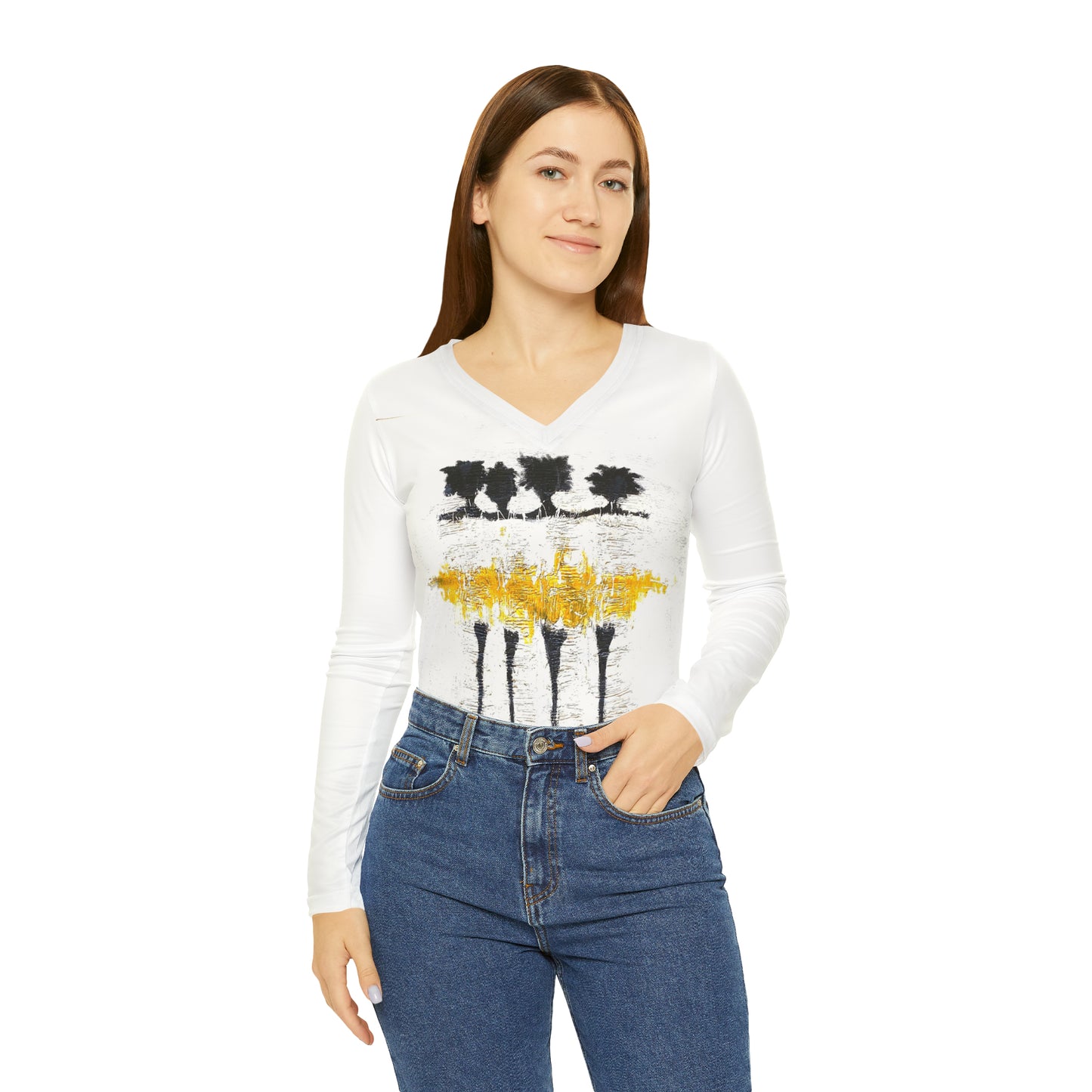 Four Ballerinas Women's Long Sleeve V-neck Shirt